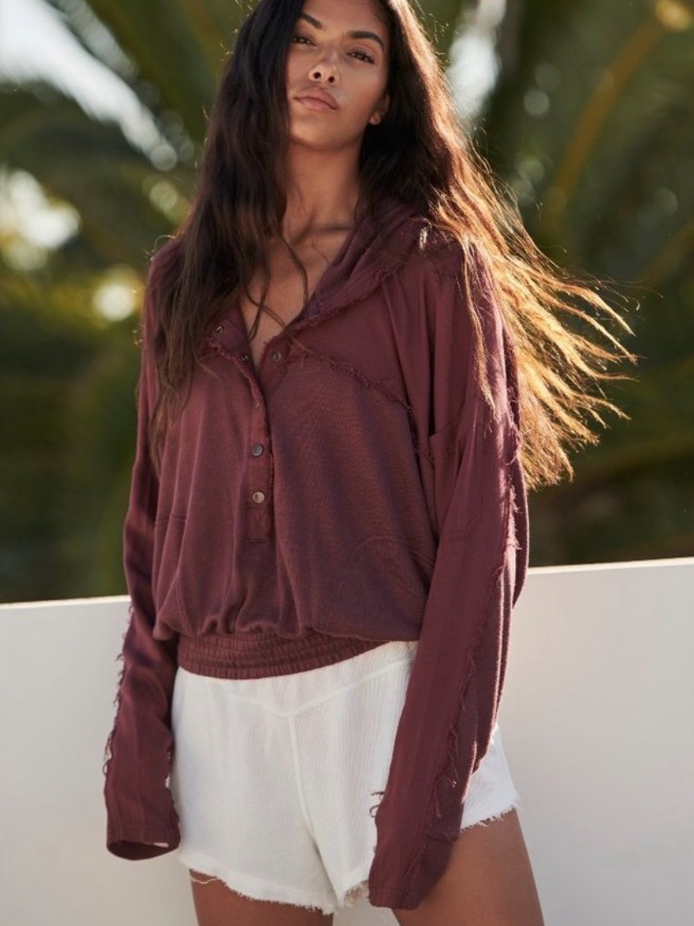 Free People X FP Movement Windy Meadow Maroon Hoodie Size S